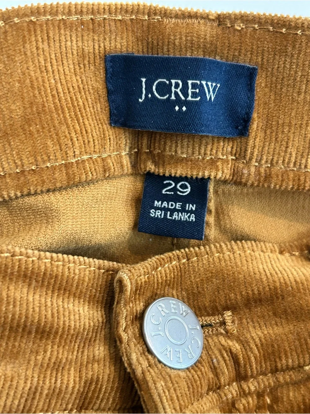 J Crew Corduroy Pants Golden Brown Size 29